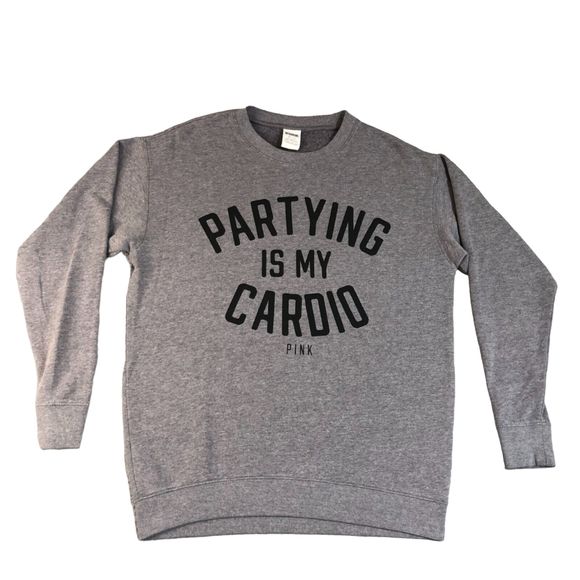 Victoria Secret PINK Sweater Women XSmall Gray Graphic Print Crew Neck‎ Logo - Picture 1 of 6